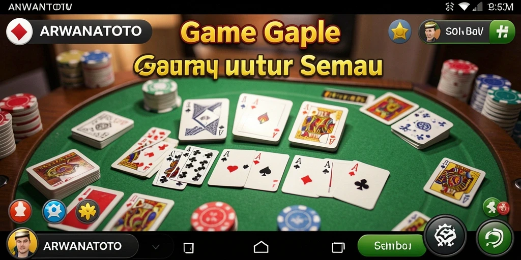 Screenshot dari gameplay ARWANATOTO menampilkan serunya bermain Gaple.