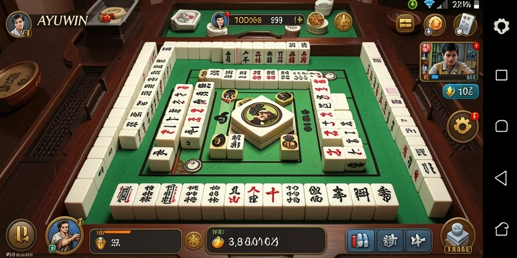 Screenshot utama AYUWIN menampilkan gameplay Mahjong yang menarik.