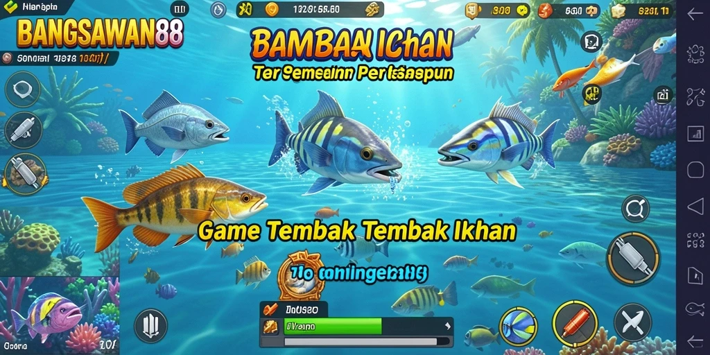Tangkapan screenshot gameplay <strong>BANGSAWAN88</strong> yang mendebarkan dengan banyak ikan yang siap ditangkap.