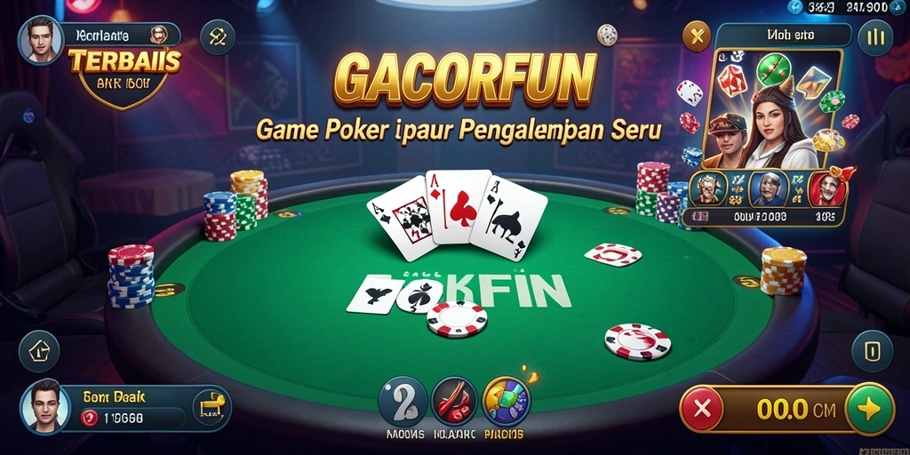 Tampilan gameplay Poker yang menegangkan dan dinamis di GACORFUN.