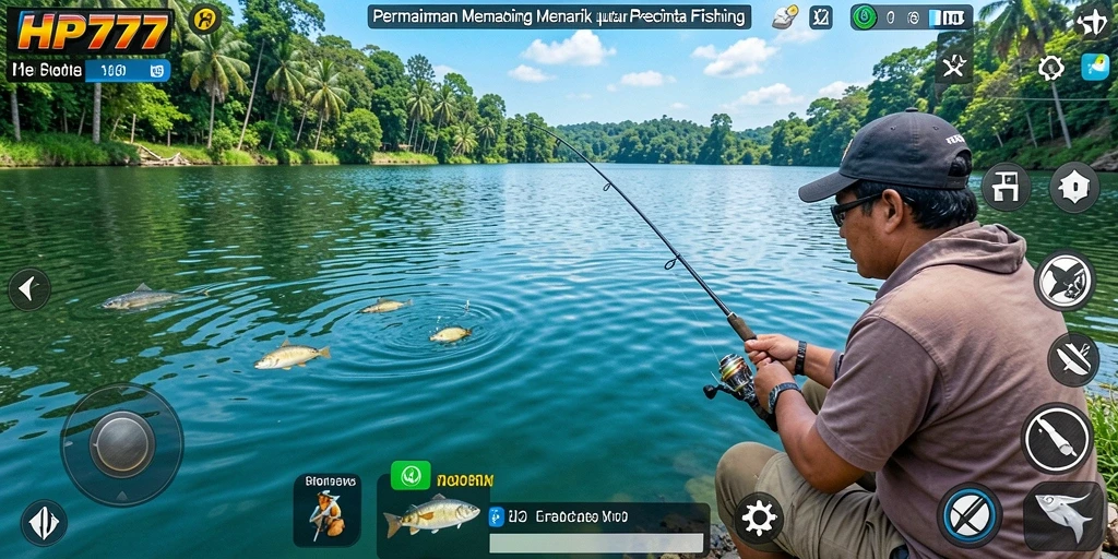 Screenshot gameplay HP777 yang menunjukkan pengalaman memancing yang intens.