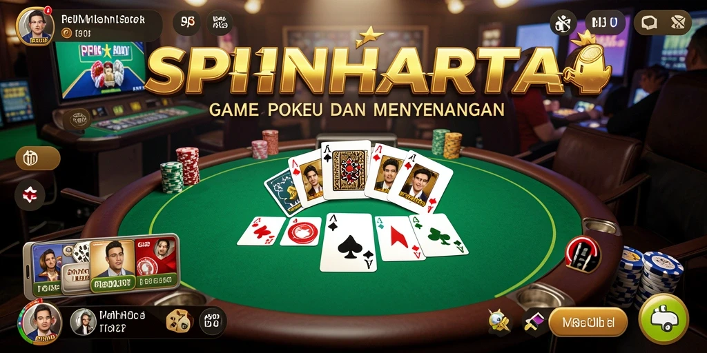 Gameplay seru SPINHARTA dengan pemain poker lainnya.