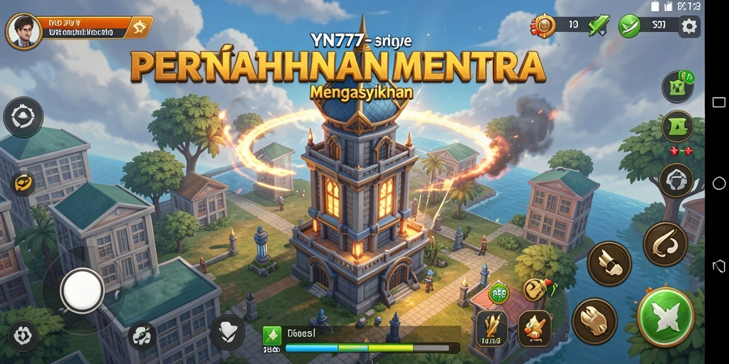 Tangkapan layar gameplay YN777 menunjukkan aksi pertahanan menara yang mendebarkan.